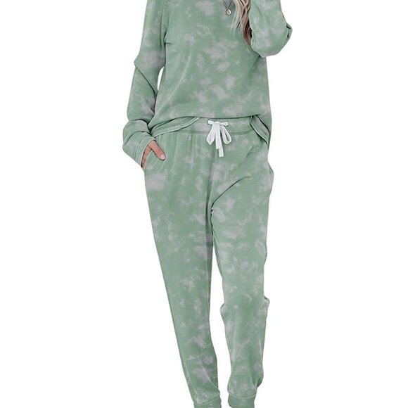 Women's Long Sleeve Jogger Pajama Set with Pockets - Soft Polyester Blend